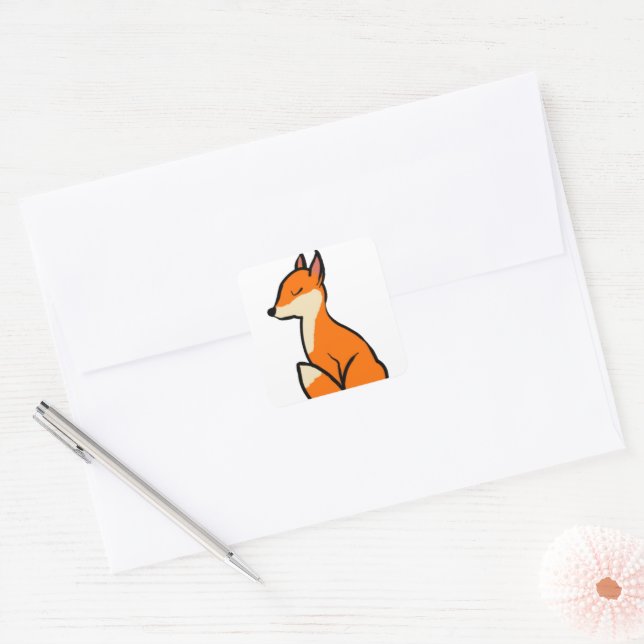 Cuadrada Personalizable Fox Pegatina (Sobre)