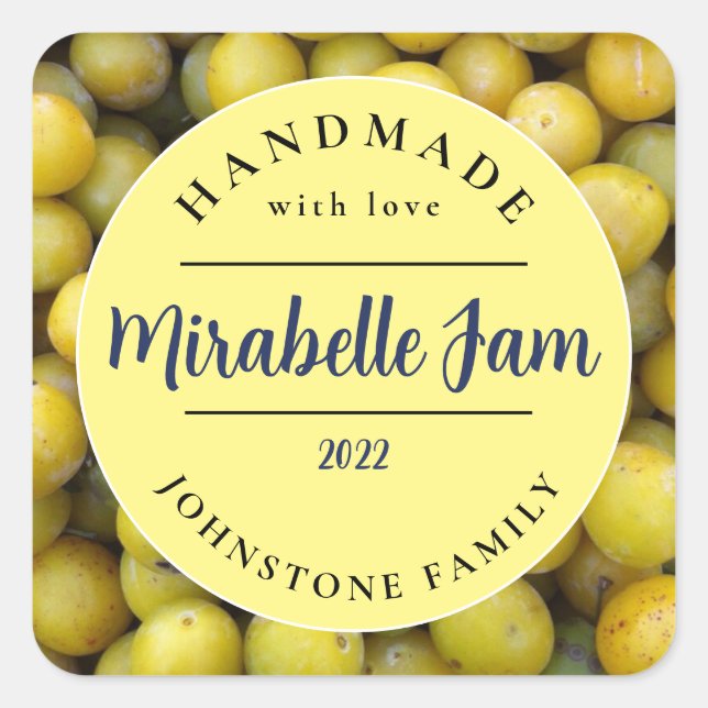 Cuadrada Personalizable Mirabelle Jam Pegatina (Anverso)