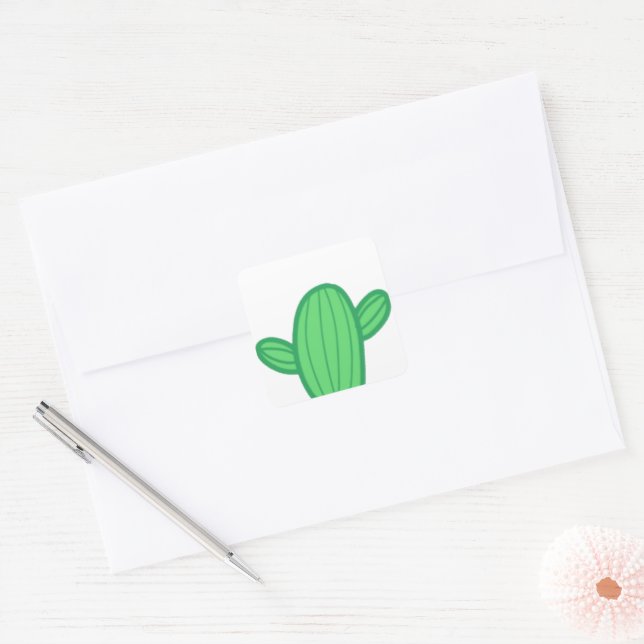 Cuadrada Personalizable Pegatina Cactus (Sobre)