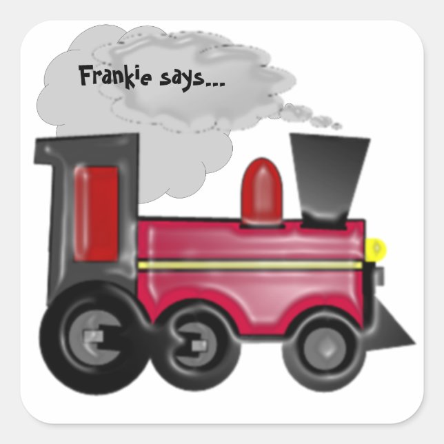 Cuadrada Personalización de un Pegatina de trenes 3D (Anverso)