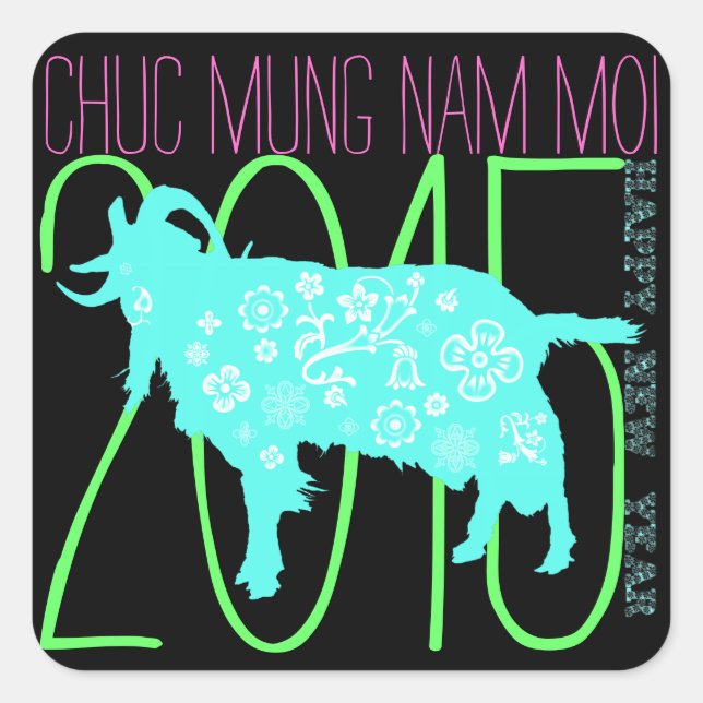 Cuadrada Personalizado 2015 Pegatina de cabra lunar vietnam (Anverso)