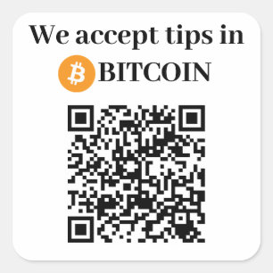 Cuadrada Personalizado Aceptamos Consejos en Pegatina de Bi