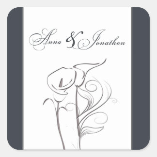 Cuadrada Personalizado Calla lily Boda Pegatina