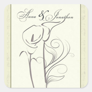 Cuadrada Personalizado Calla lily Boda Pegatina