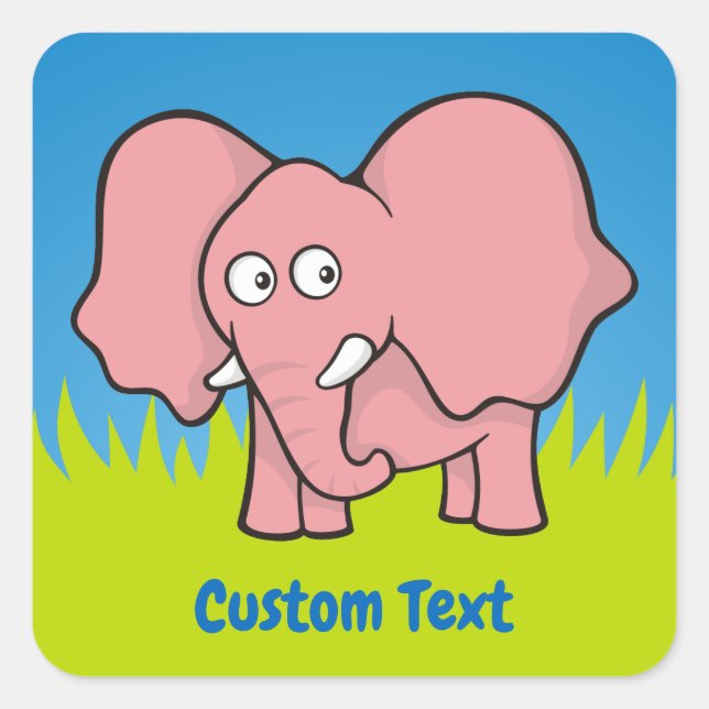 Cuadrada Personalizado de elefante rosa pegatina cuadrado (Anverso)