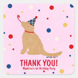 Cuadrada Personalizado de perro dorado Pegatina de burbujas