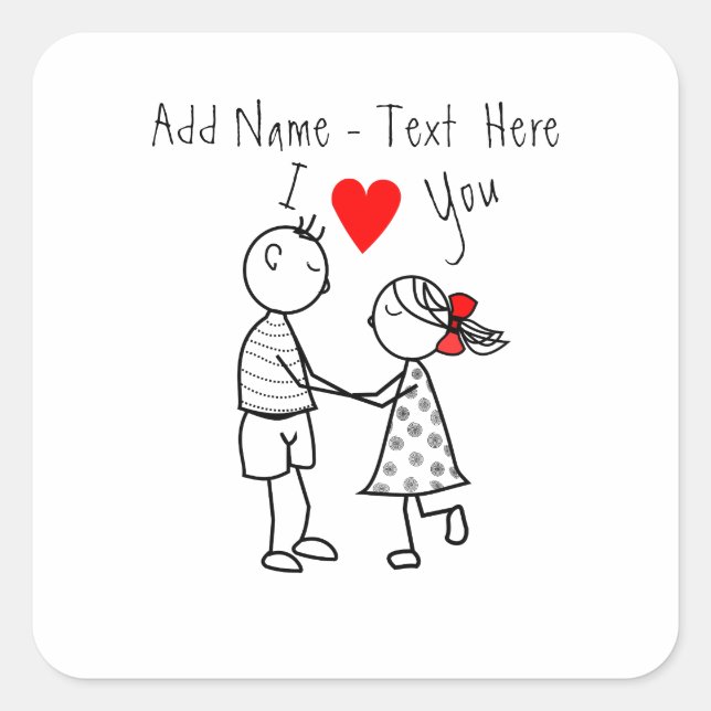 Cuadrada Personalizado de regalo de pareja de Pegatina de c (Anverso)