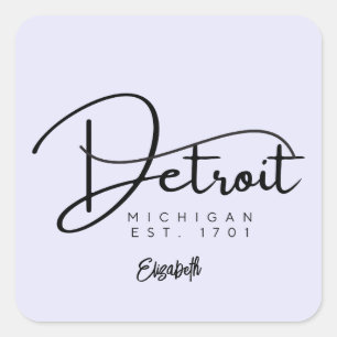 Cuadrada Personalizado Detroit Lavender Pegatina