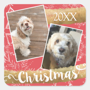 Cuadrada Personalizado Dos Navidades de fotografía Pegatina