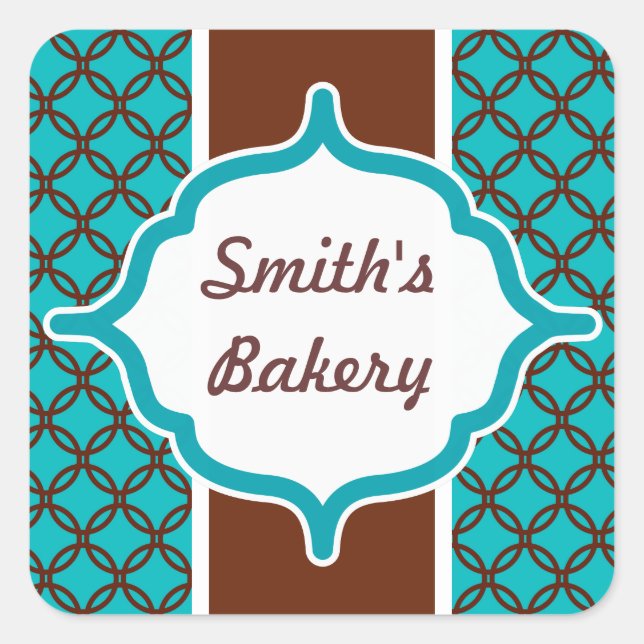 Cuadrada Personalizado elegante Pegatina turquesa (Anverso)