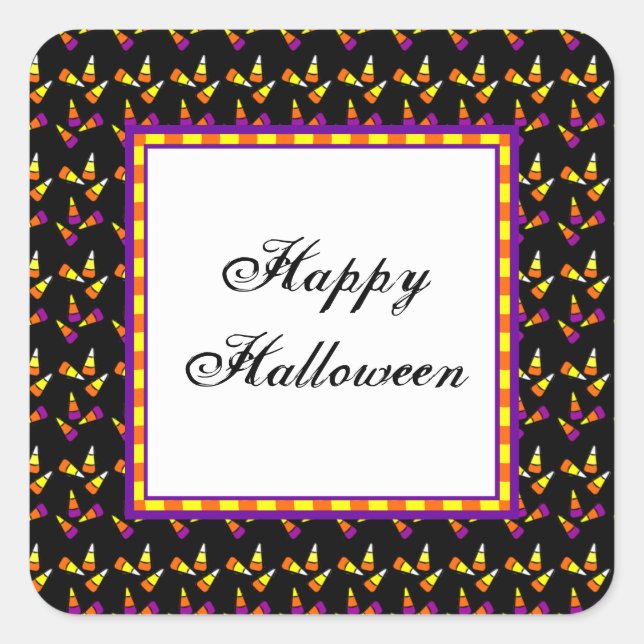 Cuadrada Personalizado Halloween Candy Corn Pegatina (Anverso)