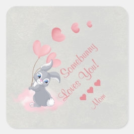 Cuadrada Personalizado lindo Bunny Valentine Pegatina