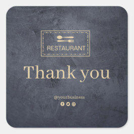 Cuadrada Personalizado logo restaurant | Gracias pegatina