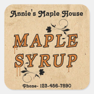 Cuadrada Personalizado Maple Syrup Business Pegatina de pro
