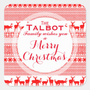 Cuadrada Personalizado MERRY CHRISTMAS Pegatina DE LA TEMPO