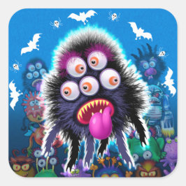Cuadrada Personalizado Monster Pegatina de Halloween.