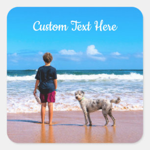Cuadrada Personalizado Su Pegatina fotográfico con texto