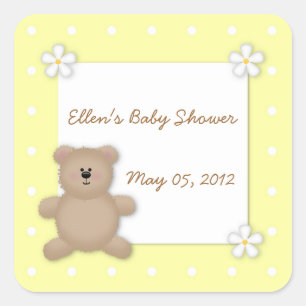Cuadrada Personalizado Teddy Bear Pegatina Baby Shower