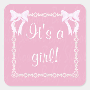 Cuadrada Personalizar Baby Girl Shower pegatina cuadrado ro