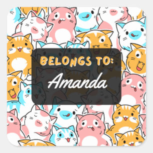 Cuadrada PERTENECE Personalizada A Cat Square Pegatina