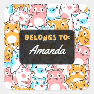 Cuadrada PERTENECE Personalizada A Cat Square Pegatina