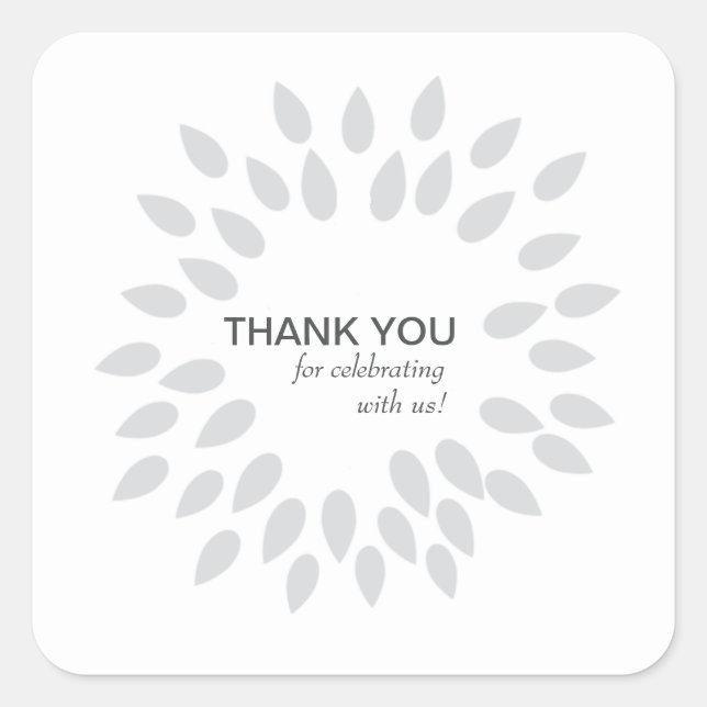 Cuadrada Pétalos finos | Plata | PEGATINA PERSONALIZABLE (Anverso)