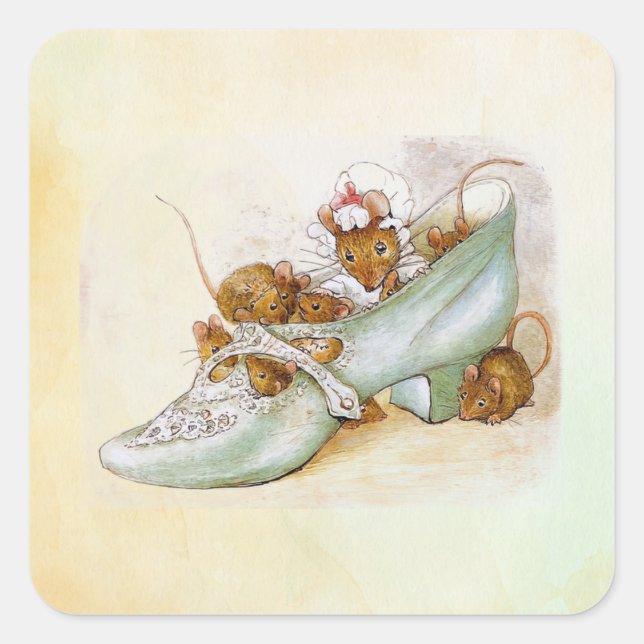 Cuadrada Peter Rabbit (ratón 1) Pegatina cuadrado (Anverso)