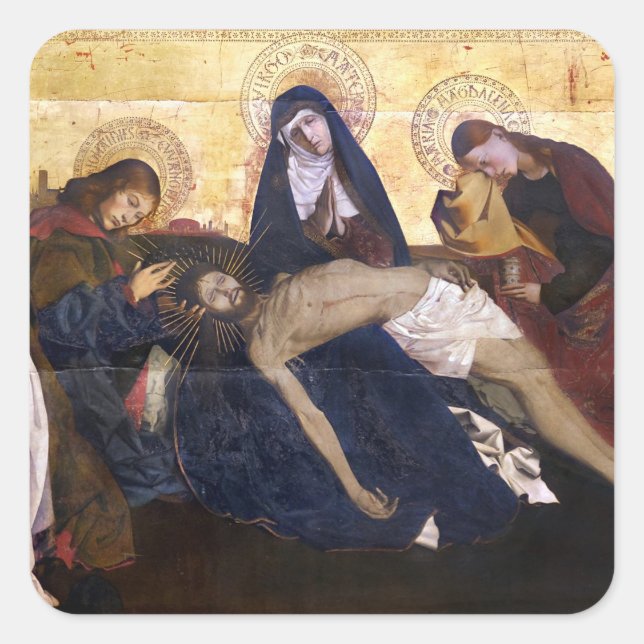 Cuadrada Pietà de Villeneuve-lès-Avignon Square Pegatina (Anverso)