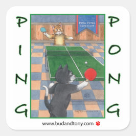 Cuadrada Ping Pong Cats Bud & Tony Pegatina