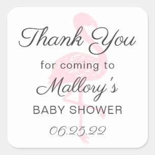 Cuadrada Pink Flamingo Gracias a favor de pegatina