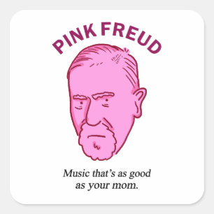 Cuadrada Pink Freud Funny Music Psychology Pun Pegatina