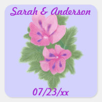 Pink Purple Geraniums Floral Guardar la Pegatina d