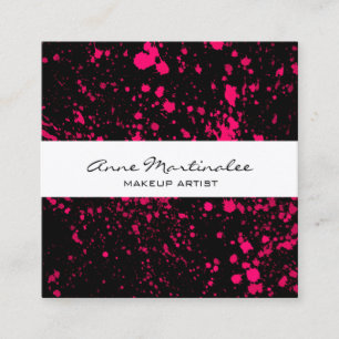 Cuadrada Placa de pintura rosa en la tarjeta de visita Blac