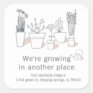 Cuadrada Plantas modernas Pegatina de Invitación móvil