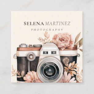 Cuadrada Plantilla de la tarjeta de visita Boho Floral