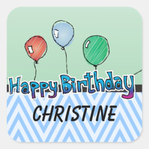 Cuadrada Plantilla de Pegatina de cumpleaños feliz