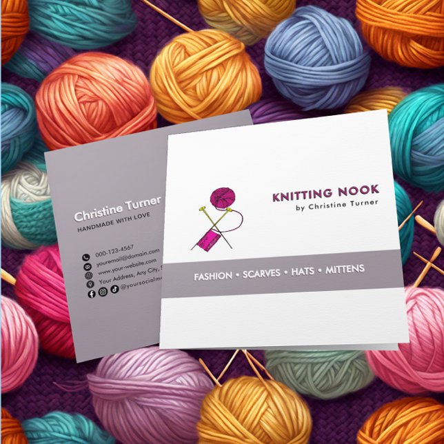 Cuadrada Plantilla de tarjeta de visita Crochet Yarn de pun (Subido por el creador)