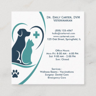 Cuadrada Plantilla de Tarjeta de Visita Veterinaria Moderna