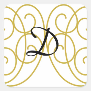 CUADRADA PLANTILLA PEGATINA MONOGRAMADA DE GOLDEN SWIRLS