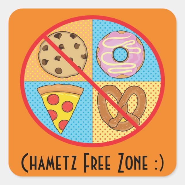 Cuadrada Plaza Pegatina de la Pascua "Zona Libre de Chametz (Anverso)