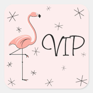 Cuadrada Plaza pegatina VIP rosa Flamingo