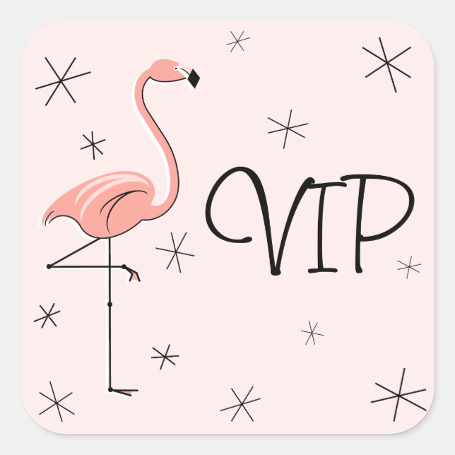 Cuadrada Plaza pegatina VIP rosa Flamingo (Anverso)