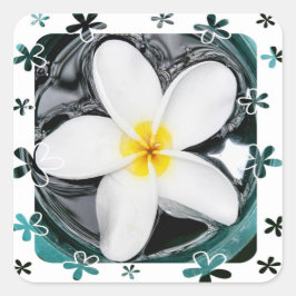 Cuadrada Plumeria Pegatina
