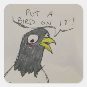 Cuadrada Poner Un Pájaro En Su Pegatina