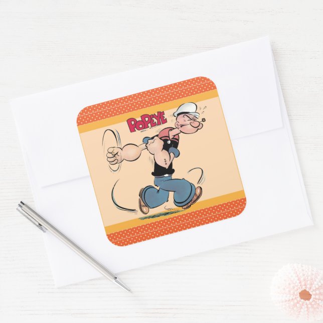 Cuadrada Popeye Pegatina (Sobre)