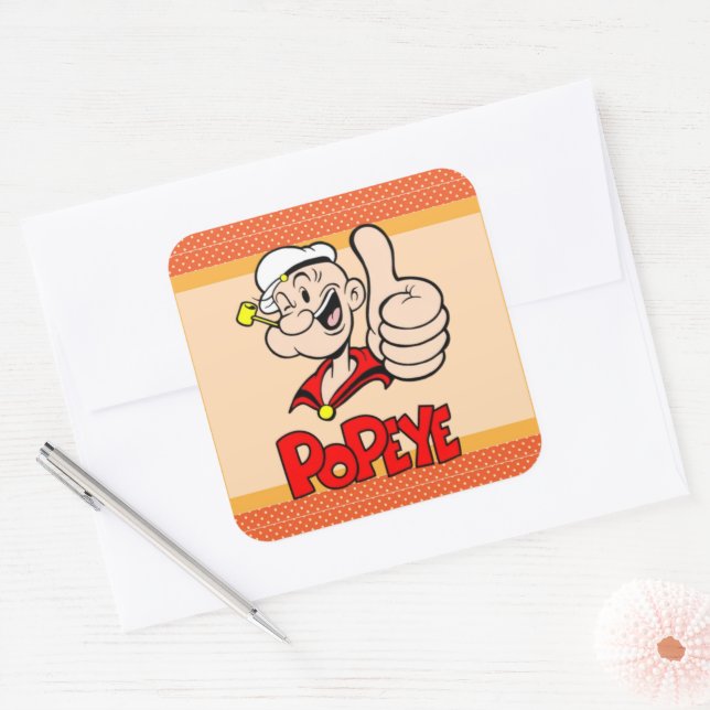 Cuadrada Popeye Pegatina (Sobre)
