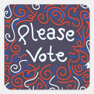 Cuadrada Por favor, voten Pegatina