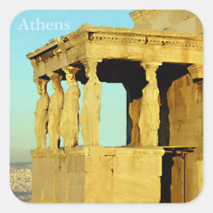 Cuadrada Porche de los Caryatids 1 Pegatina