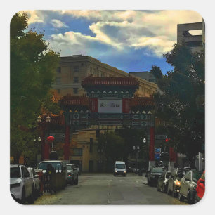 Cuadrada Portland Chinatown Gate #2 Pegatina
