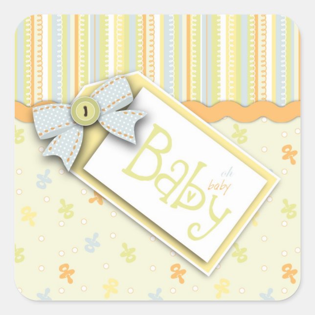 Cuadrada Precioso Pegatina de Baby Square (Anverso)